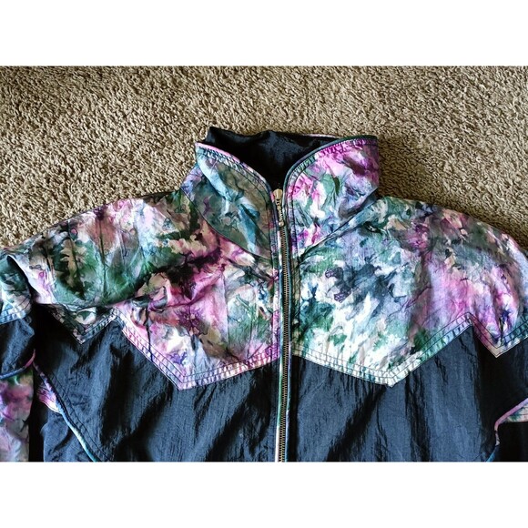 Vintage East West Jacket Womens XXL Black 90s Retro Colorful Full Zipper - Picture 2 of 9
